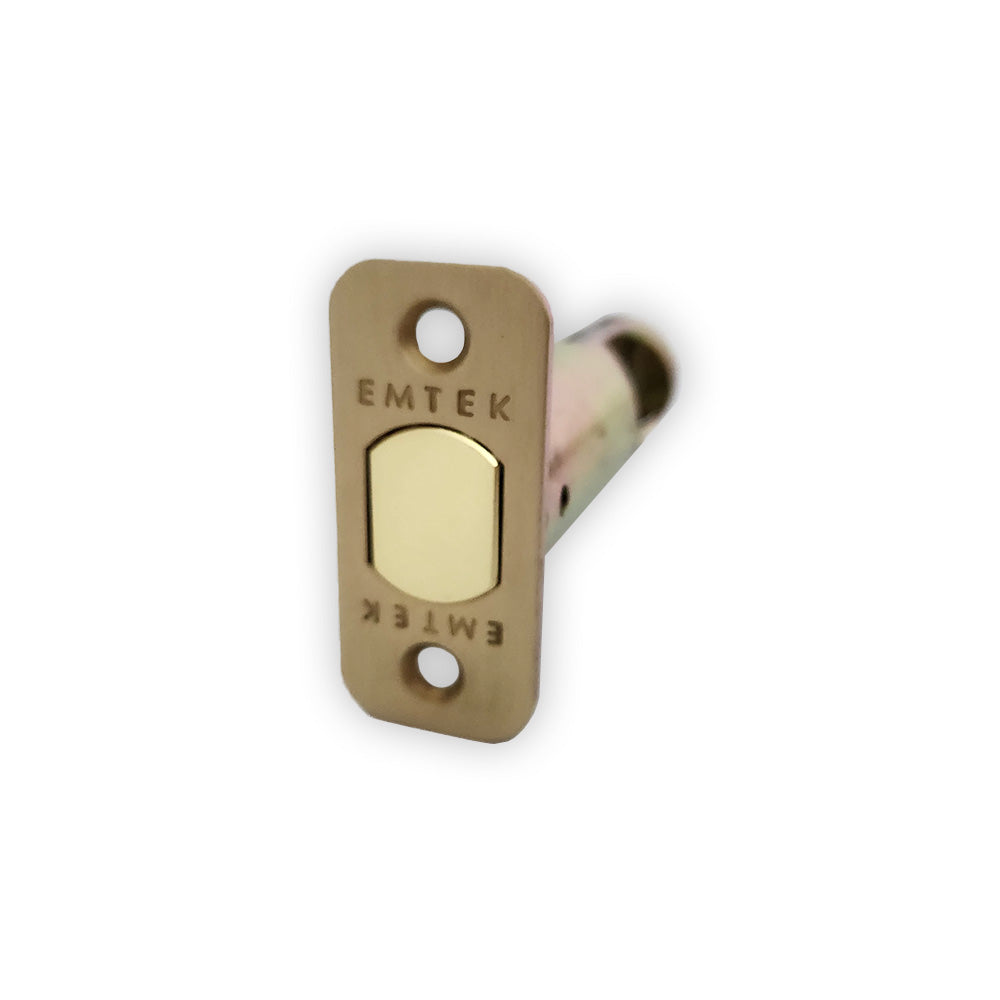 Emtek EMDBL234R4 Radius Deadbolt Latch 2-3/4" Backset Satin Brass Finish Sparrow Supply