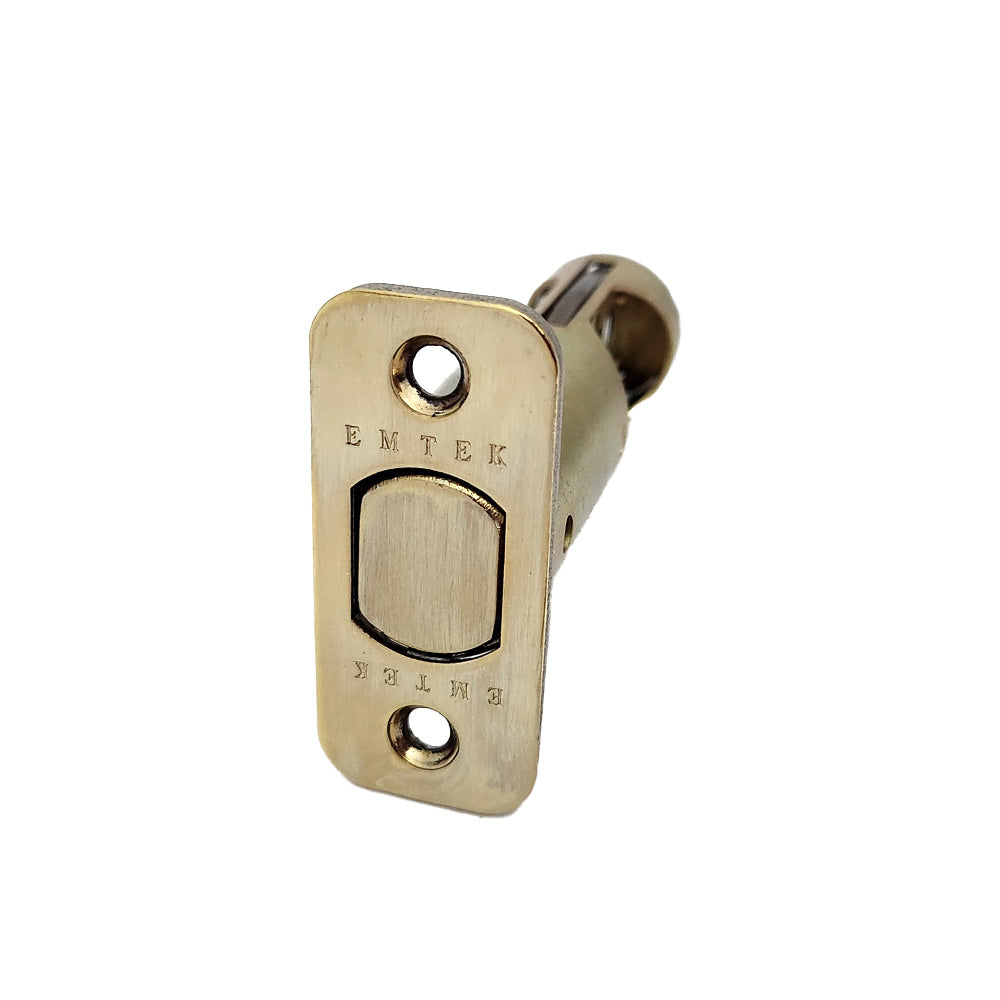 Emtek EMDBL238R3 Radius Deadbolt Latch 2-3/8" Backset Polished Brass Lifetime Finish Sparrow Supply