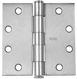 Best Hinges F179426DNRP 4" x 4" Steel Full Mortise Standard Weight Square Corner Hinge Non Removable Pin # 050539 Square Finish Sparrow Supply