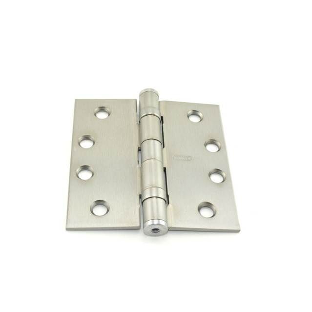 Best Hinges FBB179426D 4" x 4" Steel Full Mortise Ball Bearing Standard Weight Square Corner Hinge # 068261 Satin Chrome Finish