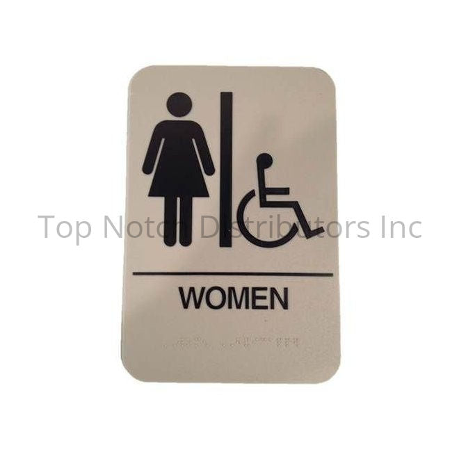 Don-Jo HS905005 Women's / Handicap ADA Tan Bathroom Sign Tan Antiqu... Sparrow Supply
