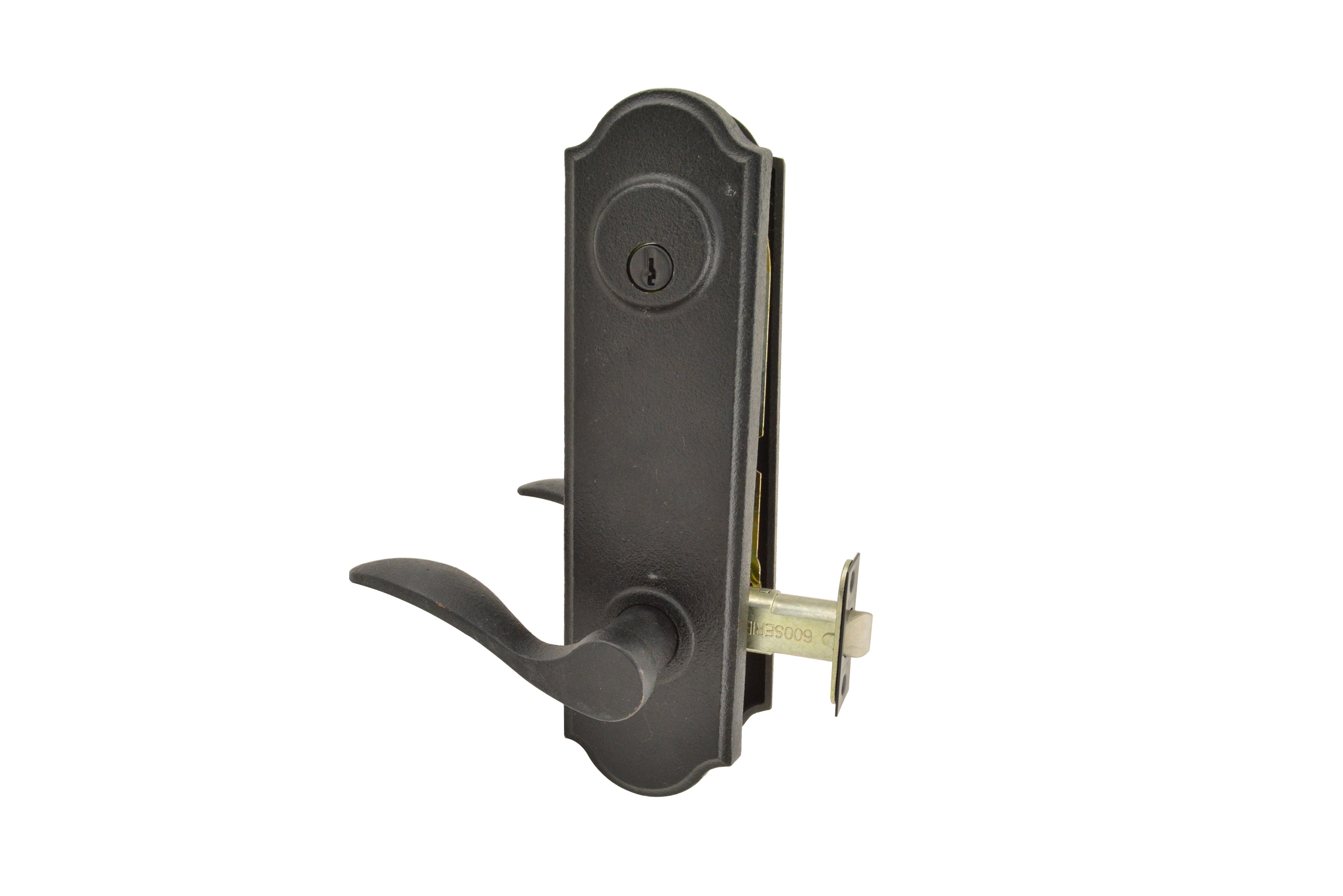 Weslock L7641H2H2SL2D Left Hand Carlow Tramore Single Cylinder Deadbolt Passage Lock with Adjustable Latch and Round Corner Strikes Black Finish Sparrow Supply