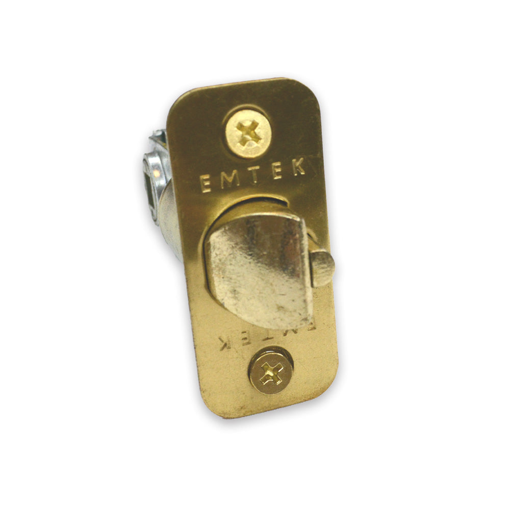 Emtek LC4-DLB2375R-US3 Key in Lever or Knob 2-3/8" Backset 1/4" Radius Corner Deadlatch Polished Brass Lifetime Finish Sparrow Supply