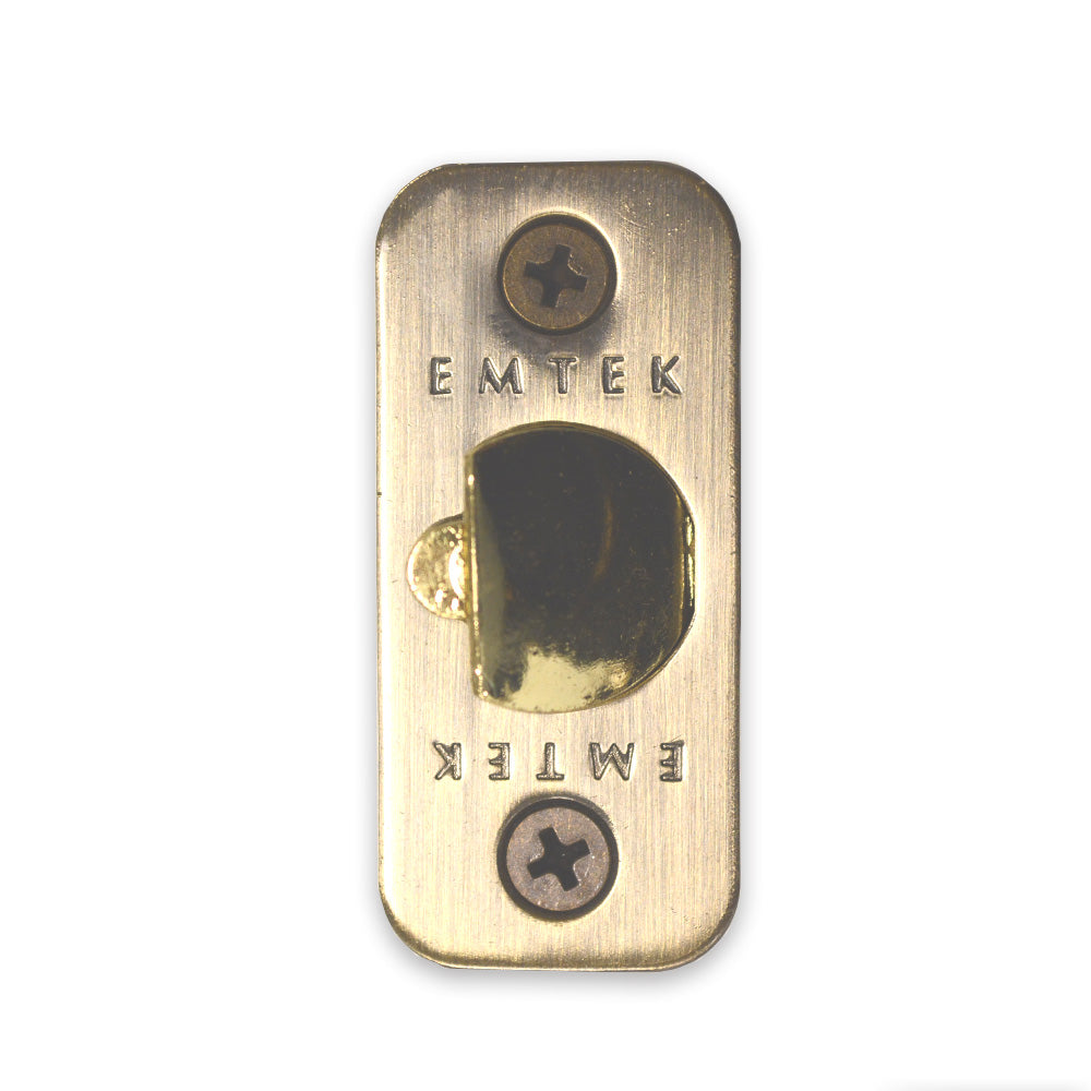 Emtek LC4-DLB2375R-US7 Key in Lever or Knob 2-3/8" Backset 1/4" Radius Corner Deadlatch French Antique Brass Finish Sparrow Supply