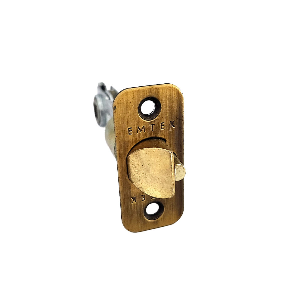 Emtek LC4-DLB275R-US7 Key in Lever or Knob 2-3/4" Backset 1/4" Radius Corner Deadlatch French Antique Brass Finish Sparrow Supply