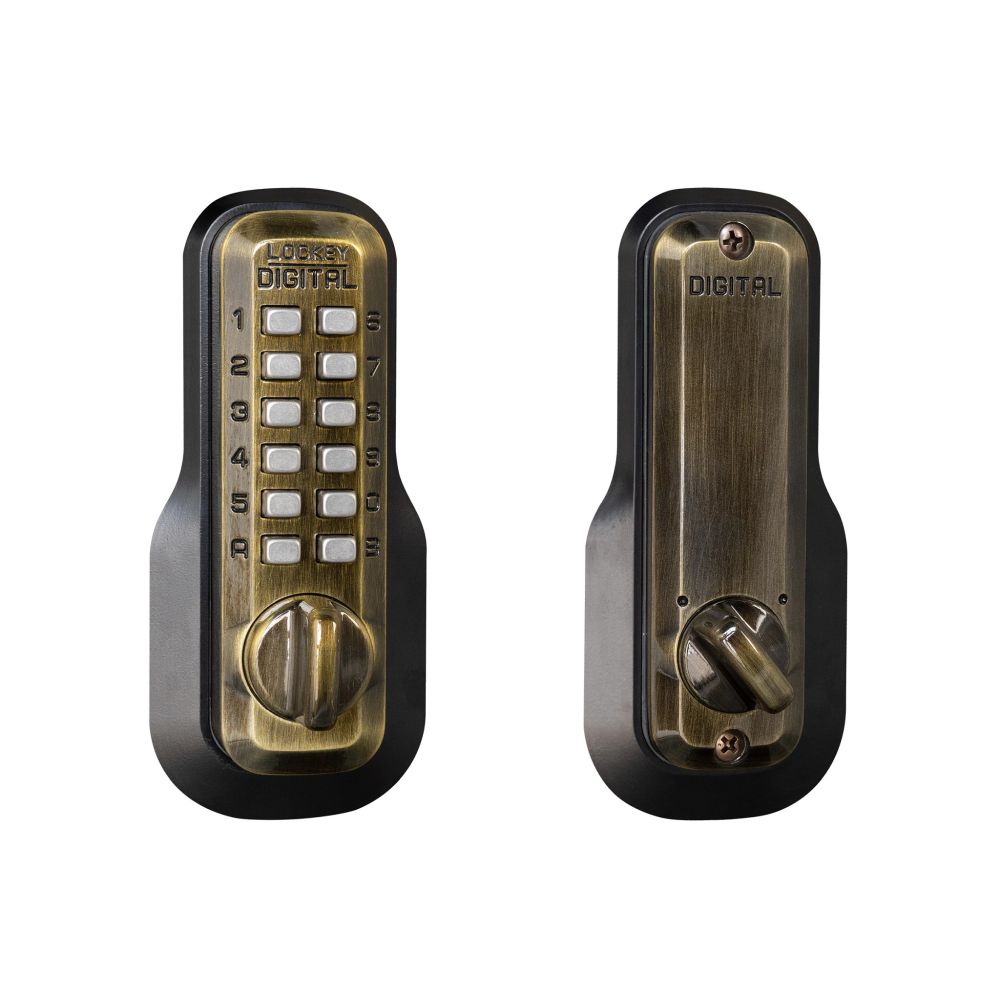 Lockey M210AB Mechanical Keyless Deadbolt with Single Combination Antique Brass Finish Sparrow Supply