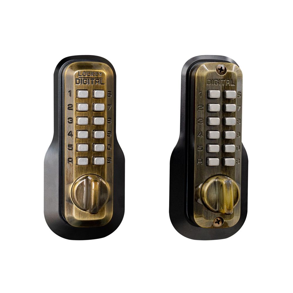 Lockey M210ABDC Mechanical Keyless Deadbolt with Double Combination Antique Brass Finish Sparrow Supply