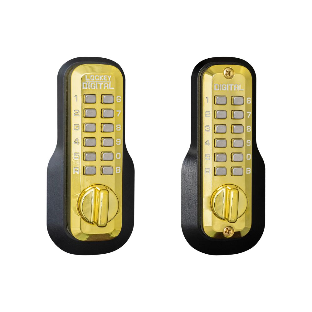 Lockey M210BBDC Mechanical Keyless Deadbolt with Double Combination Bright Brass Finish Sparrow Supply