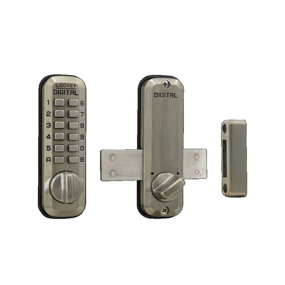 Lockey M220SN Mechanical Keyless Surface Mount Deadbolt Satin Nickel Finish Sparrow Supply