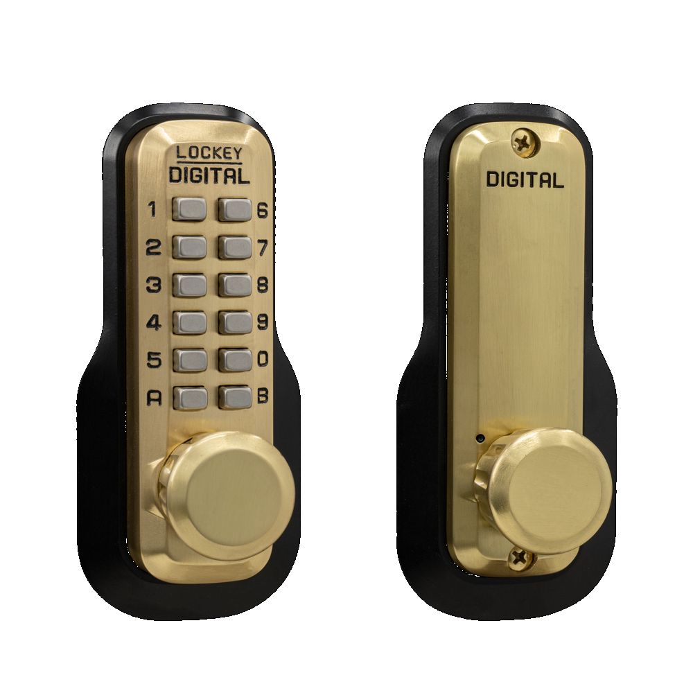 Lockey M230SB Mechanical Keyless Deadlocking Spring Latch Satin Brass Finish Sparrow Supply