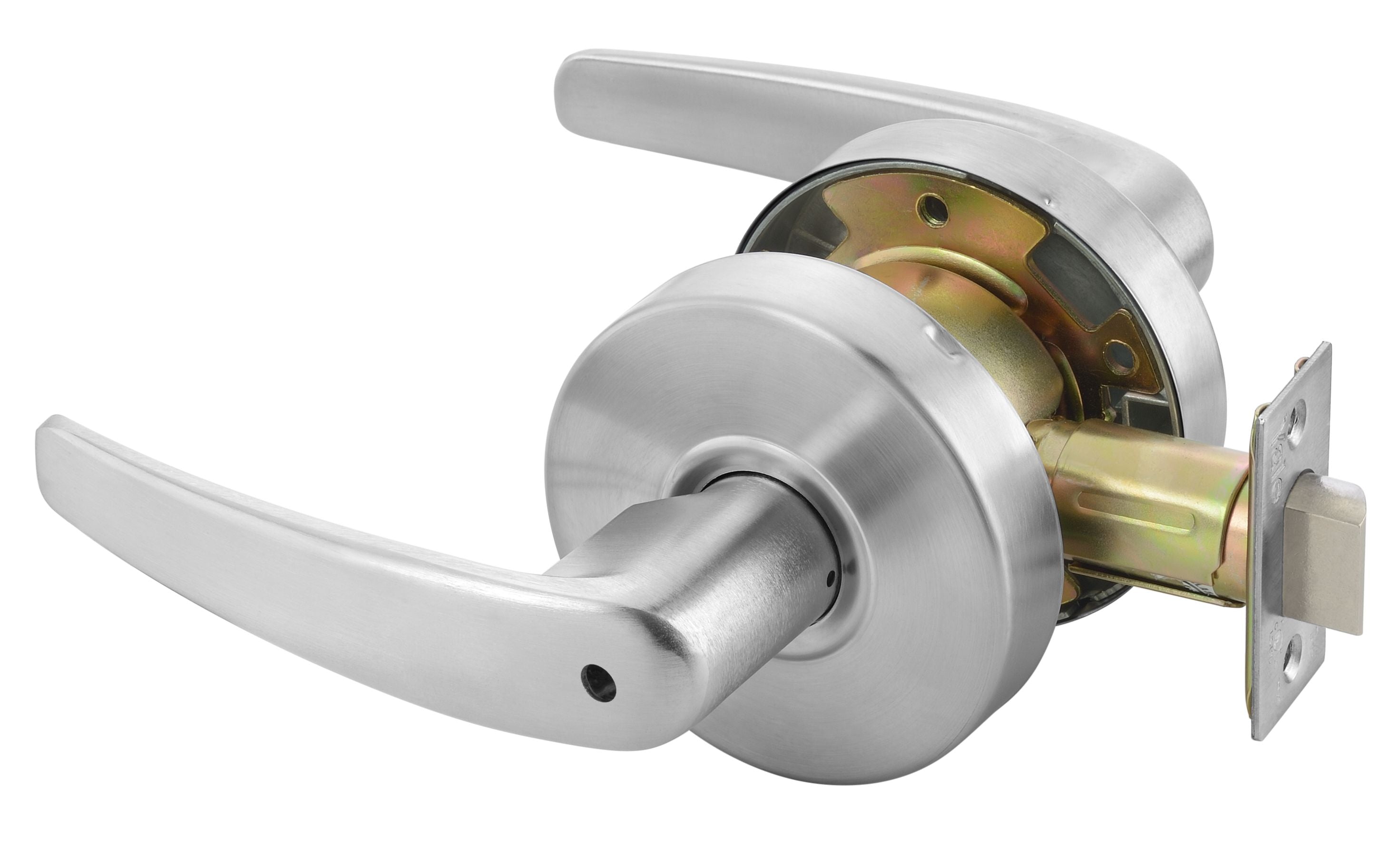 ASSA Abloy Accentra MO4602LN626 Privacy Monroe Lever Grade 2 Cylindrical Lock, MCP234 Latch, and 497-114 Strike US26D (626) Satin Chrome Finish Sparrow Supply