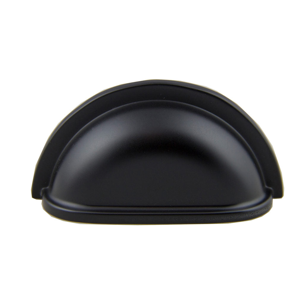 Pride Industrial P953BK 3-1/2" Cup Cabinet Pull with 3" Center to Center Matte Black Finish Sparrow Supply