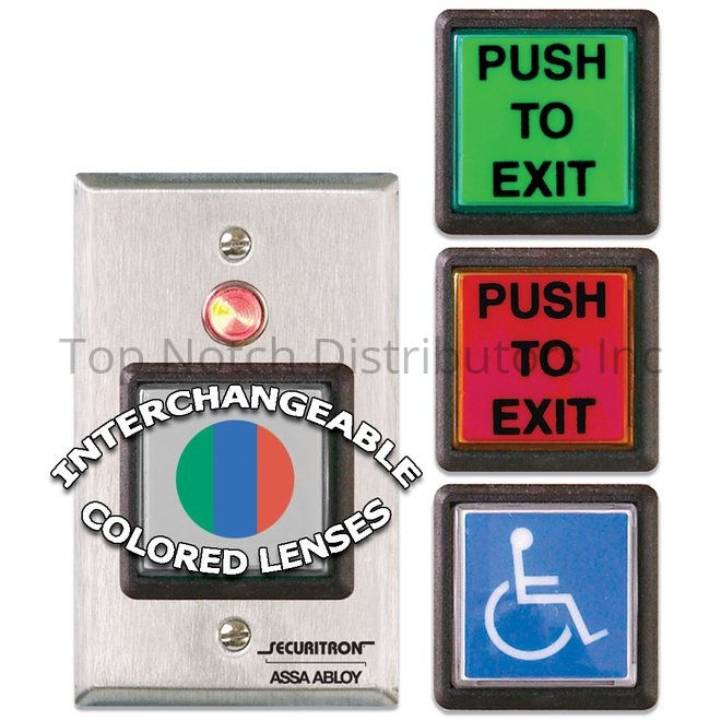 Securitron PB22 2" Push Button; Square Green Momentary; DP with Lig... Sparrow Supply