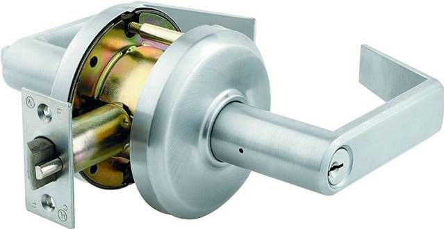 Dormakaba Commercial Hardware QCL250E626 Sierra Entry Lock C Keyway KD with 2-3/4" Backset and ASA Strike Satin Chrome Finish Sparrow Supply
