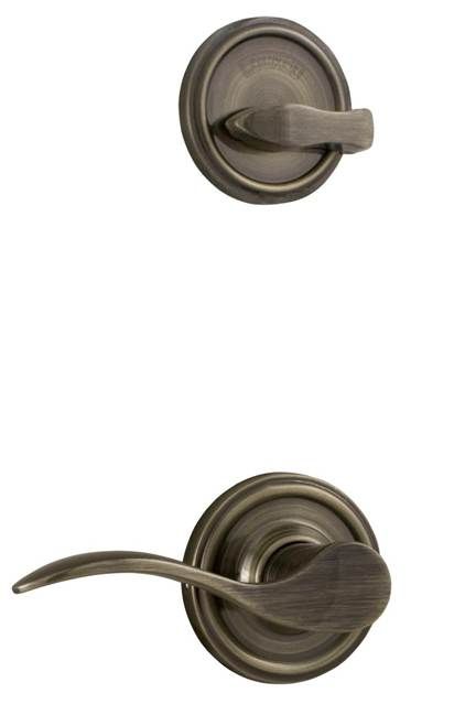 Weslock R2100--UASL20 Right Hand Bordeau Interior Single Cylinder Handleset Trim for Lexington or Colonial with Adjustable Latch and Round Corner Strikes Antique Brass Finish