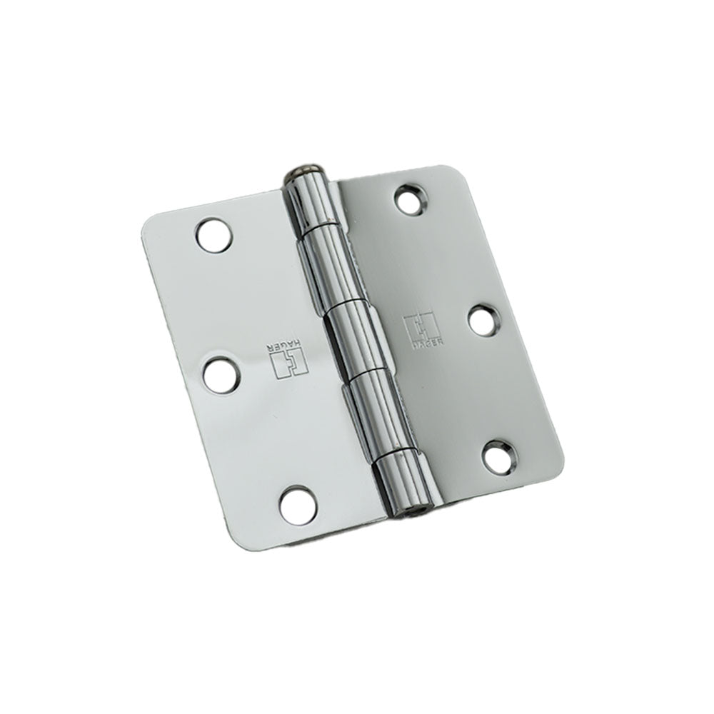 Hager RC174131226EA14 3-1/2" x 3-1/2" 1/4” Radius Full Mortise Residential Plain Bearing Hinge Bright Chrome Finish