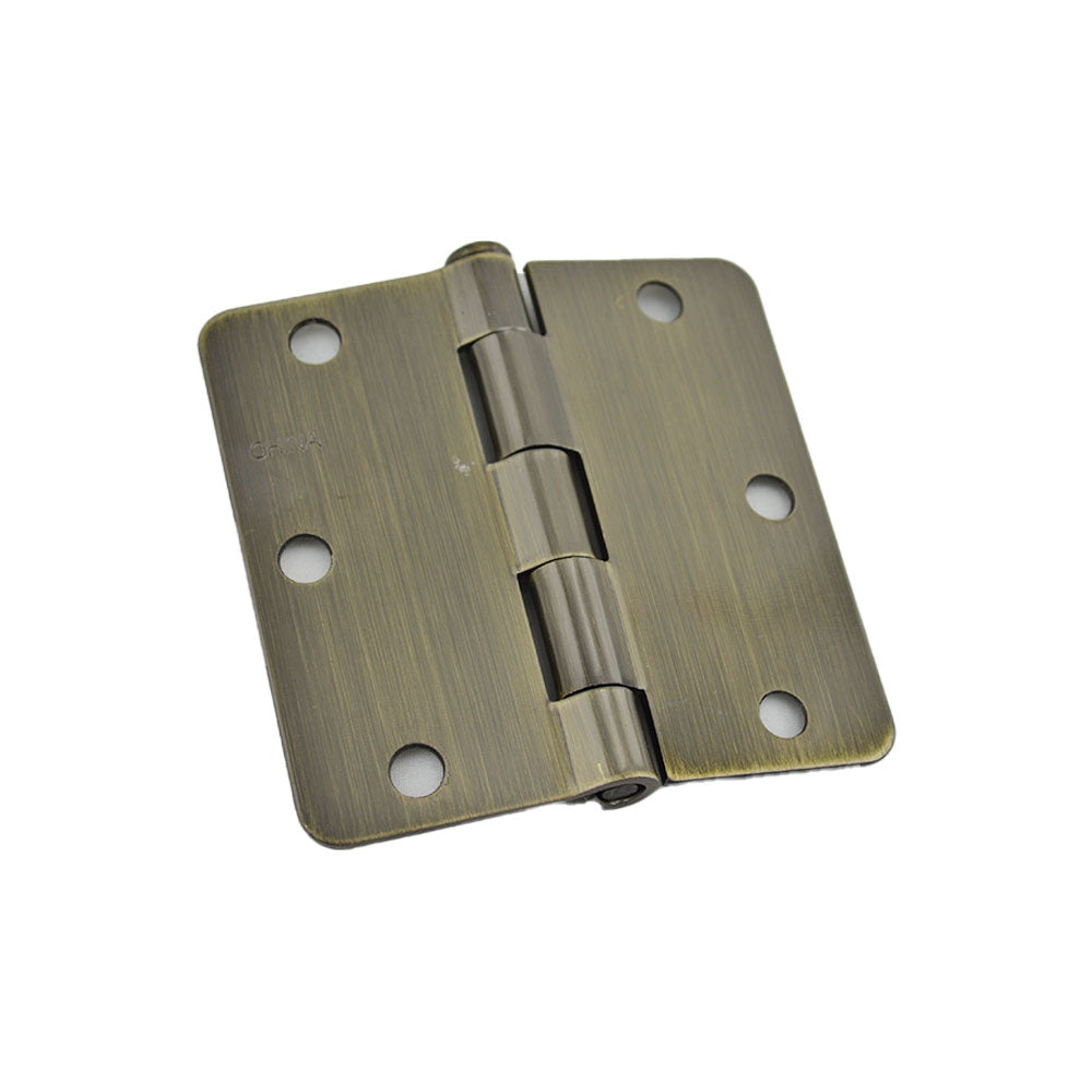Hager RC17413125EA14 3-1/2" x 3-1/2" 1/4” Radius Full Mortise Residential Plain Bearing Hinge Antique Brass Finish