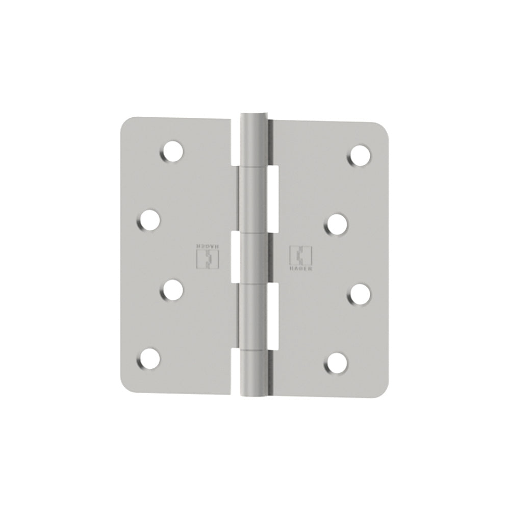 Hager RC1749426D14 4" x 4" 1/4” Radius Full Mortise Residential Plain Bearing Template Hinge Satin Chrome Finish