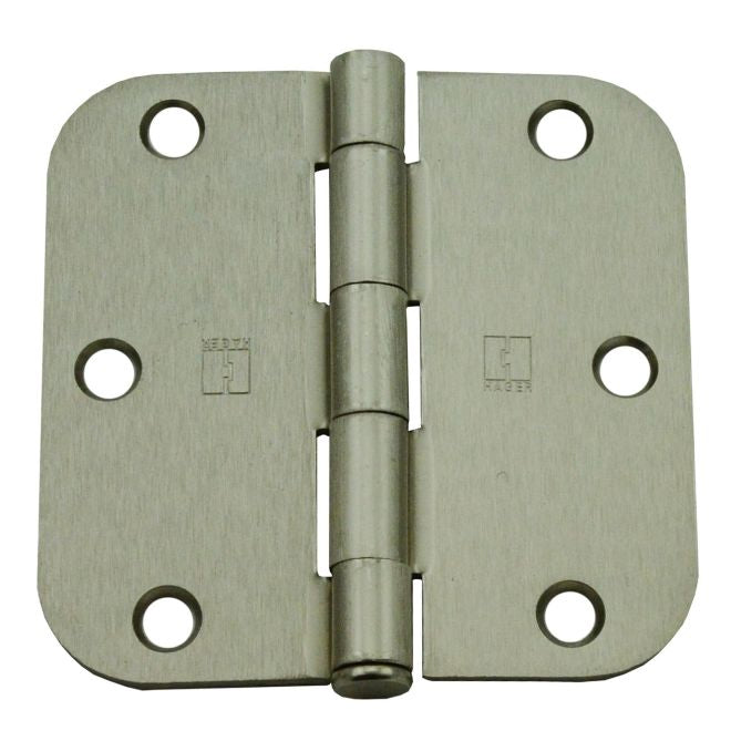 Hager RC184231215EA58 3-1/2" x 3-1/2" 5/8” Radius Full Mortise Residential Plain Bearing Hinge Satin Nickel Finish
