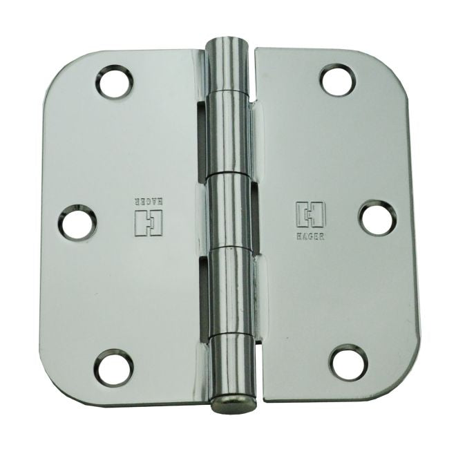 Hager RC184231226EA58 3-1/2" x 3-1/2" 5/8” Radius Full Mortise Residential Plain Bearing Hinge Bright Chrome Finish