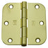 Hager RC18423123EA58 3-1/2" x 3-1/2" 5/8” Radius Full Mortise Residential Plain Bearing Hinge Bright Brass Finish
