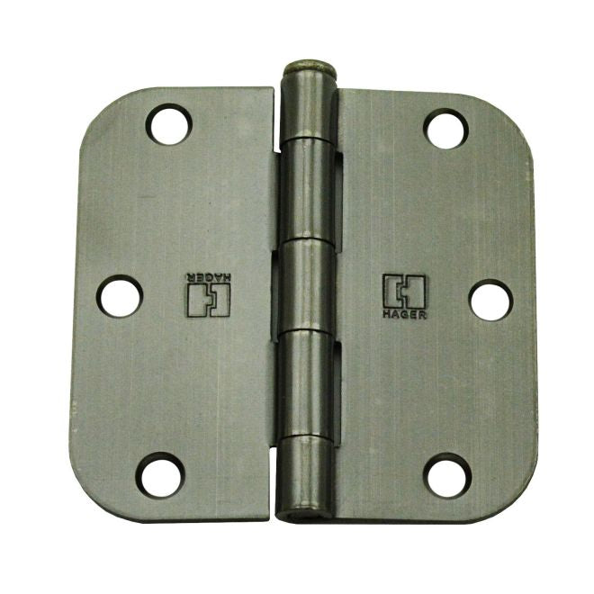 Hager RC1842312ANEA58 3-1/2" x 3-1/2" 5/8” Radius Full Mortise Residential Plain Bearing Hinge Antique Nickel Finish