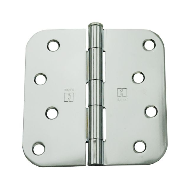 Hager RC1842426EA58 4" x 4" 5/8” Radius Full Mortise Residential Plain Bearing Hinge Bright Chrome Finish