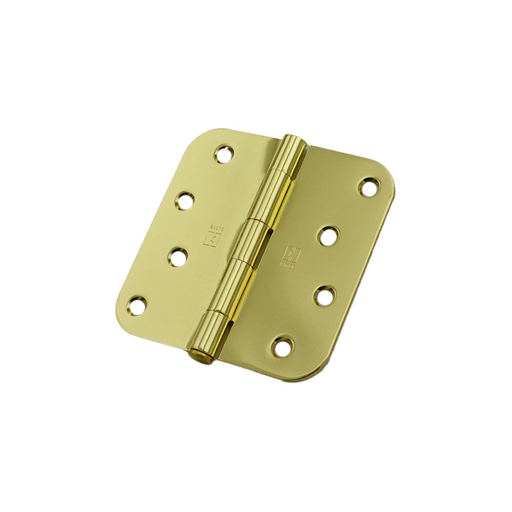 Hager RC184243EA58 4" x 4" 5/8” Radius Full Mortise Residential Plain Bearing Hinge Bright Brass Finish