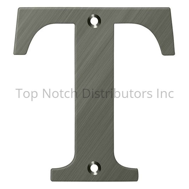 Deltana RL4T-15A 4" Residential Letter T; Antique Nickel Sparrow Supply