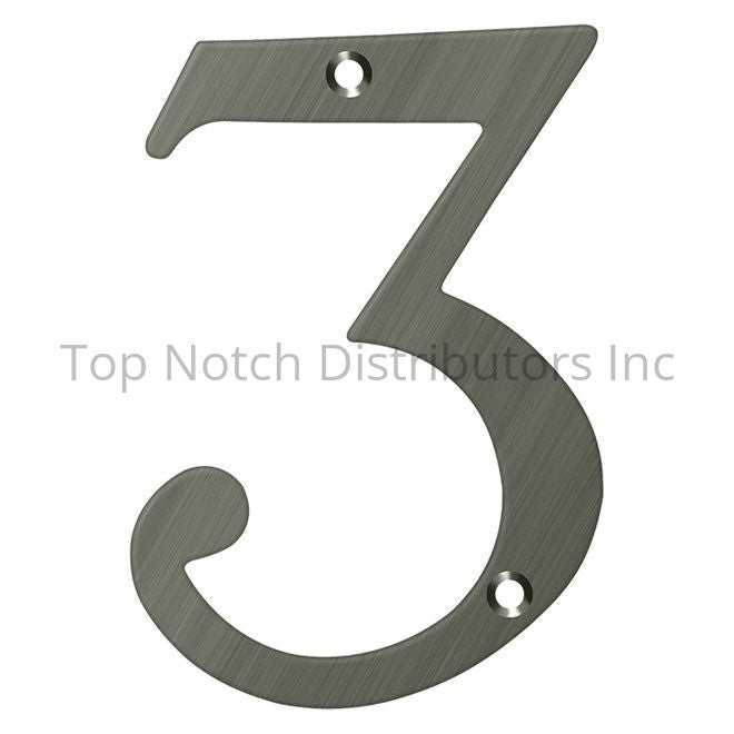 Deltana RN6-3U15A 6" Numbers; Solid Brass; Antique Nickel Sparrow Supply