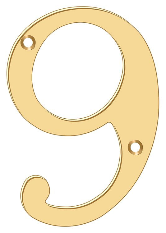 Deltana RN6-9 6" Numbers; Solid Brass; Lifetime Brass Finish Sparrow Supply
