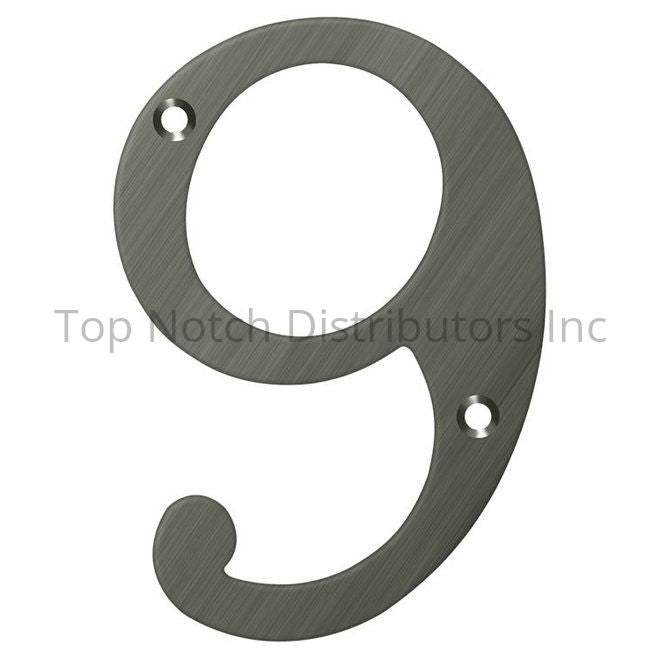 Deltana RN6-9U15A 6" Numbers; Solid Brass; Antique Nickel Sparrow Supply