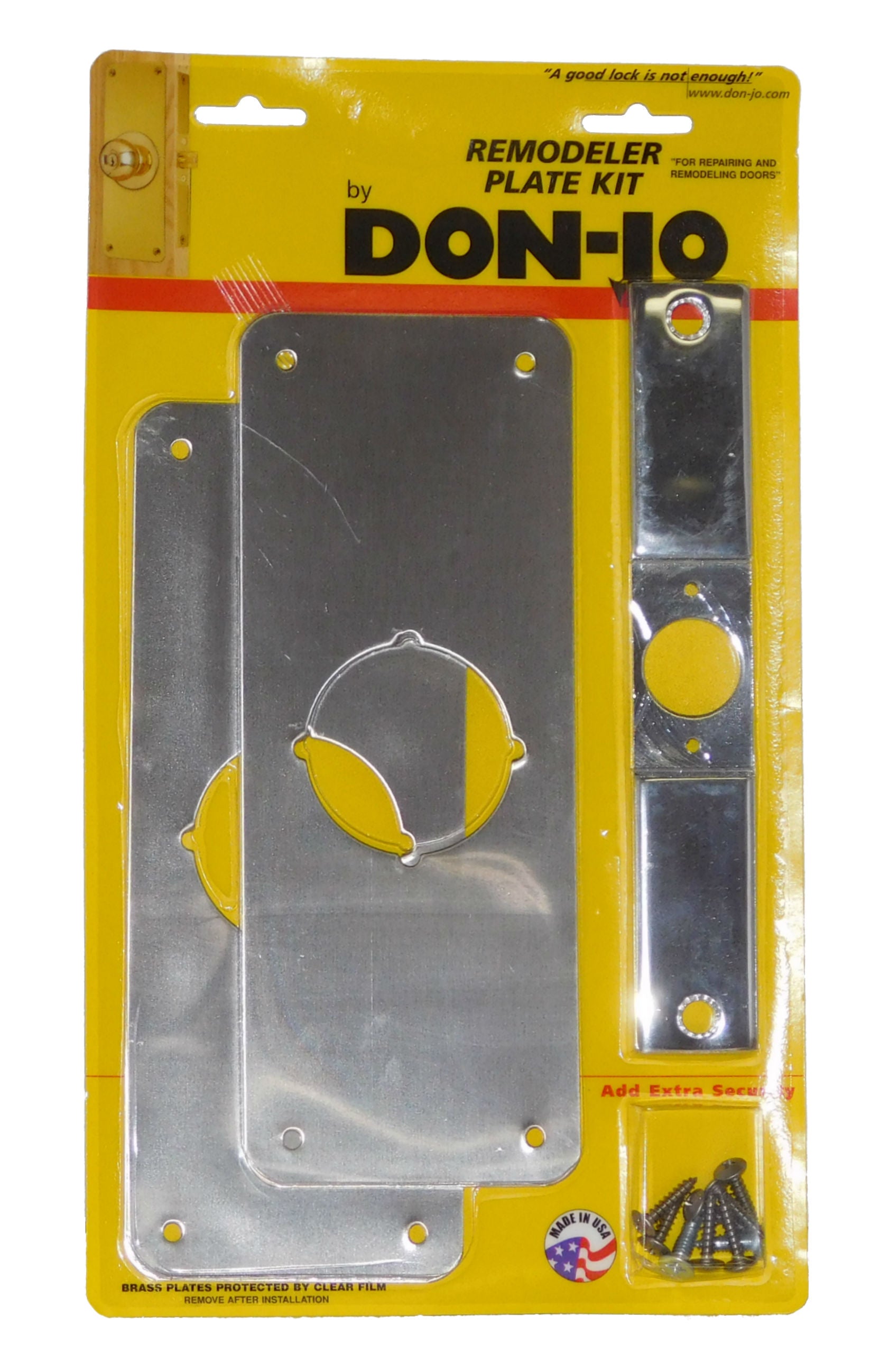Don-Jo RPK109630 Remodeler Plate Kit with Two RP13509's and One CV86C Satin Stainless Steel Finish Sparrow Supply