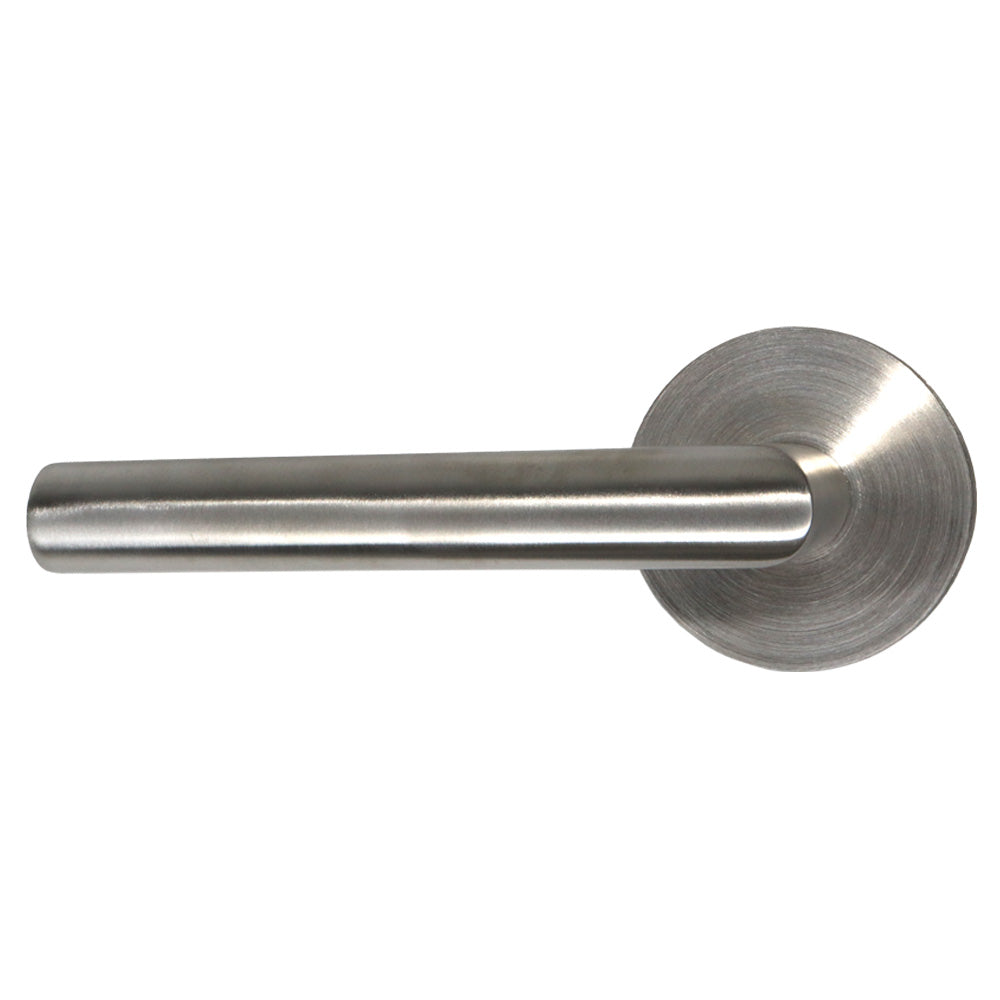 Emtek S10002STTSSLH Stuttgart Lever Left Hand 2-3/8" Backset Passage with Disk Rose for 1-1/4" to 2" Door Brushed Stainless Steel Finish Sparrow Supply