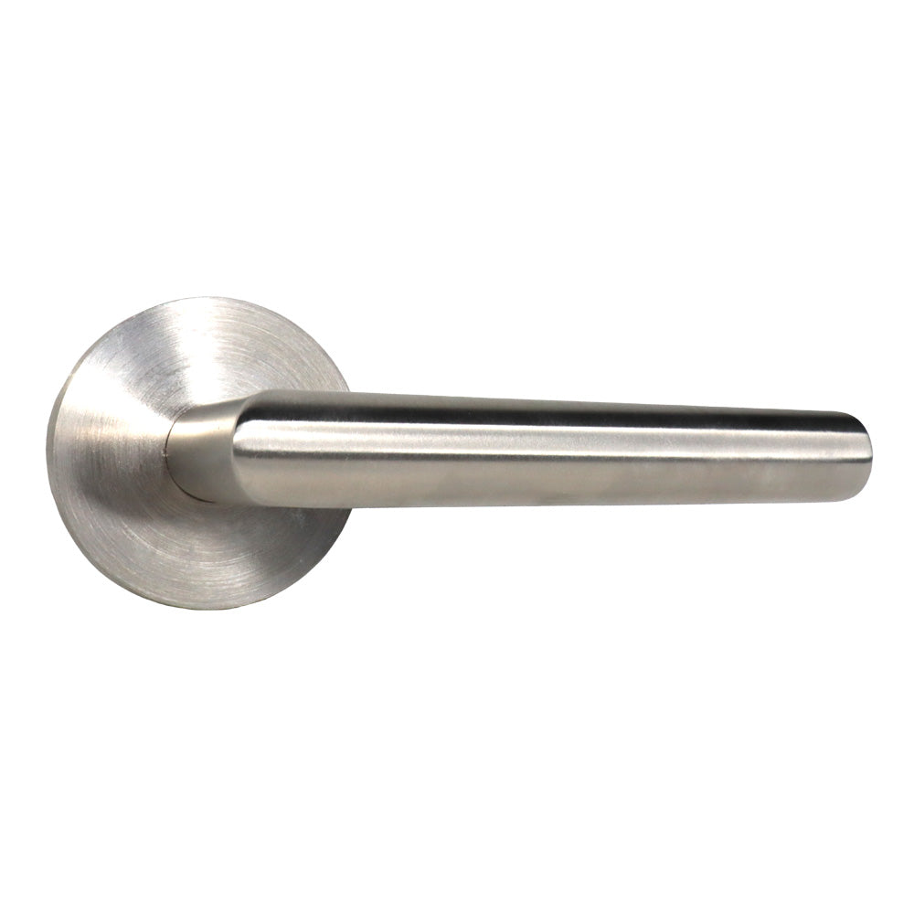 Emtek S10002STTSSRH Stuttgart Lever Right Hand 2-3/8" Backset Passage with Disk Rose for 1-1/4" to 2" Door Brushed Stainless Steel Finish Sparrow Supply