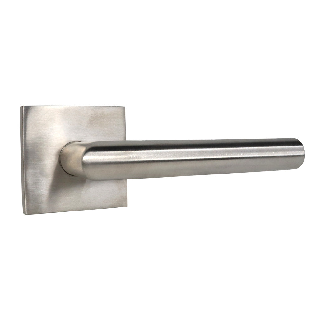 Emtek S10003STTSSRH Stuttgart Lever Right Hand 2-3/8" Backset Passage with Square Rose for 1-1/4" to 2" Door Brushed Stainless Steel Finish Sparrow Supply