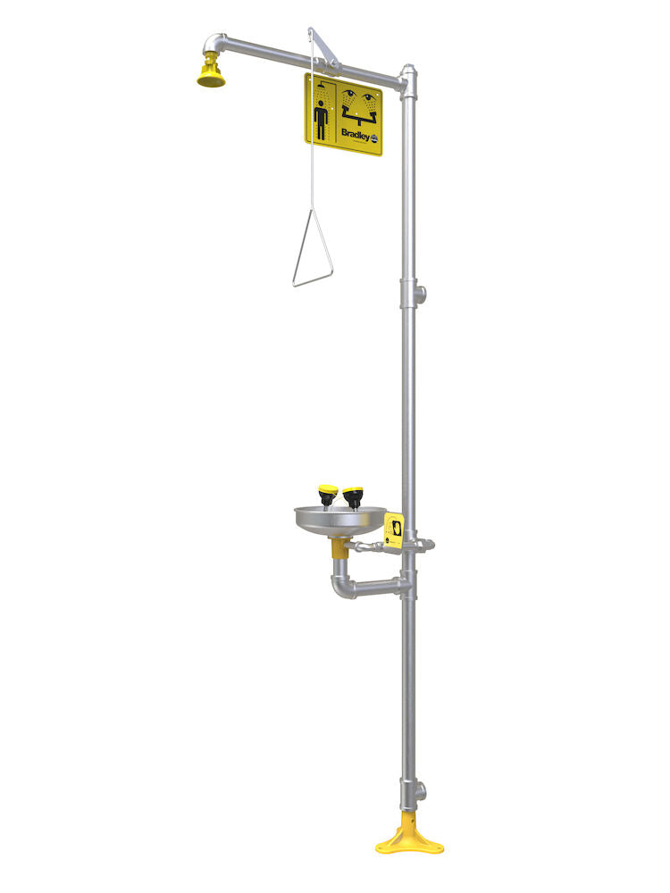Bradley S19-312B Combi Shower Eyewash, SS Bowl, Plastic Head Sparrow Supply