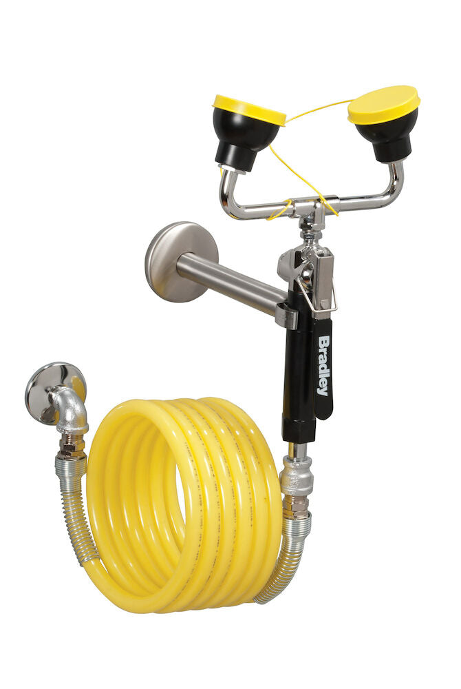 Bradley S1944011BBC Wall-Mounted 12' Drench Hose, Dual Head Sparrow Supply