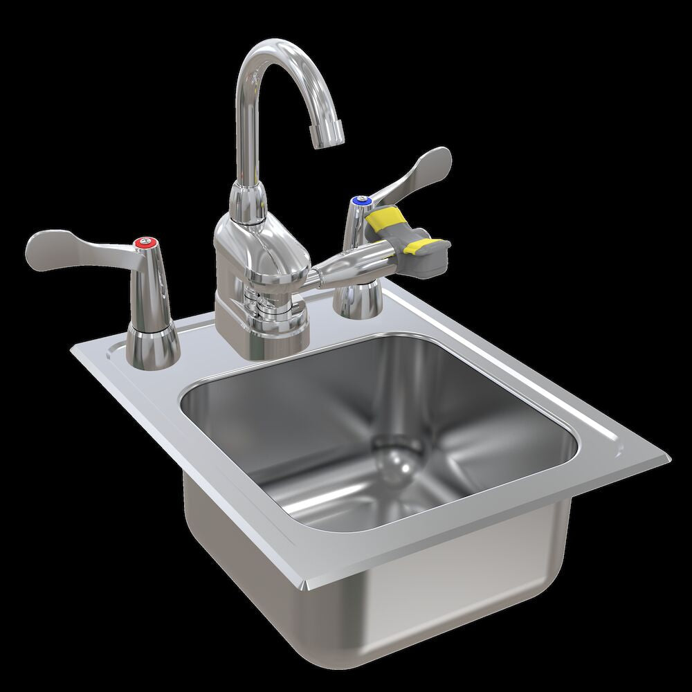 Bradley S19-500W Swing-Activated Faucet Eyewash, Hot and Cold Wrist Blades, Right-Side Eyewash