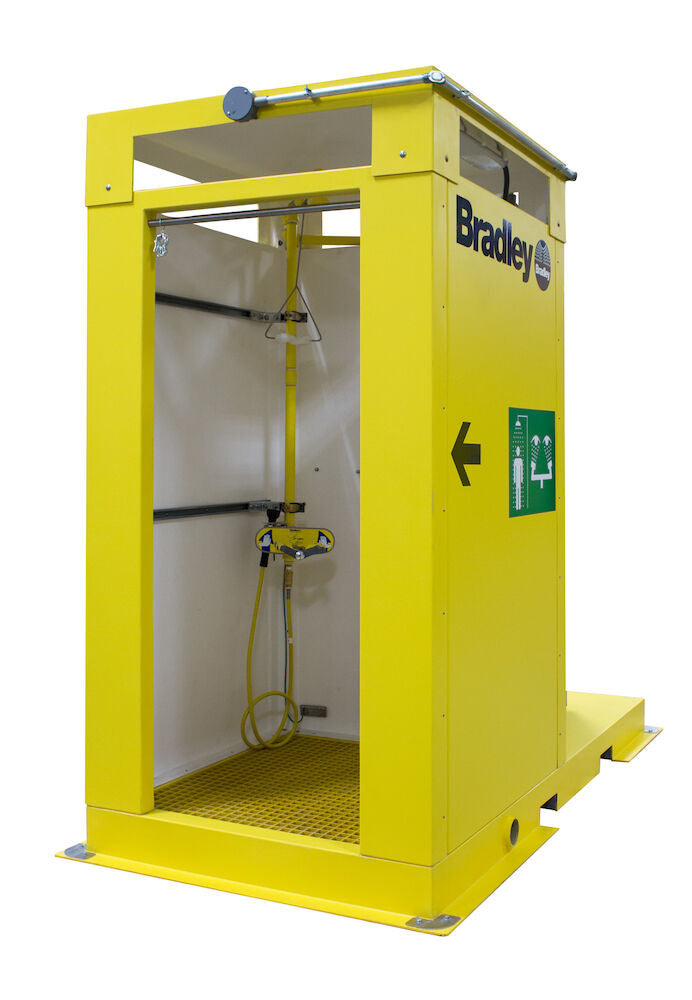 Bradley S19378 Enclosed Indoor Safety Shower Electric Tankless Water Heater Sparrow Supply