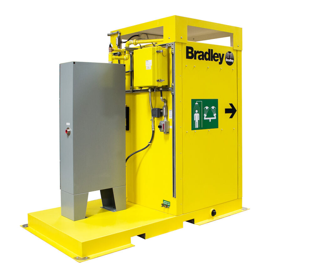 Bradley S19378 Enclosed Indoor Safety Shower Electric Tankless Water Heater Sparrow Supply