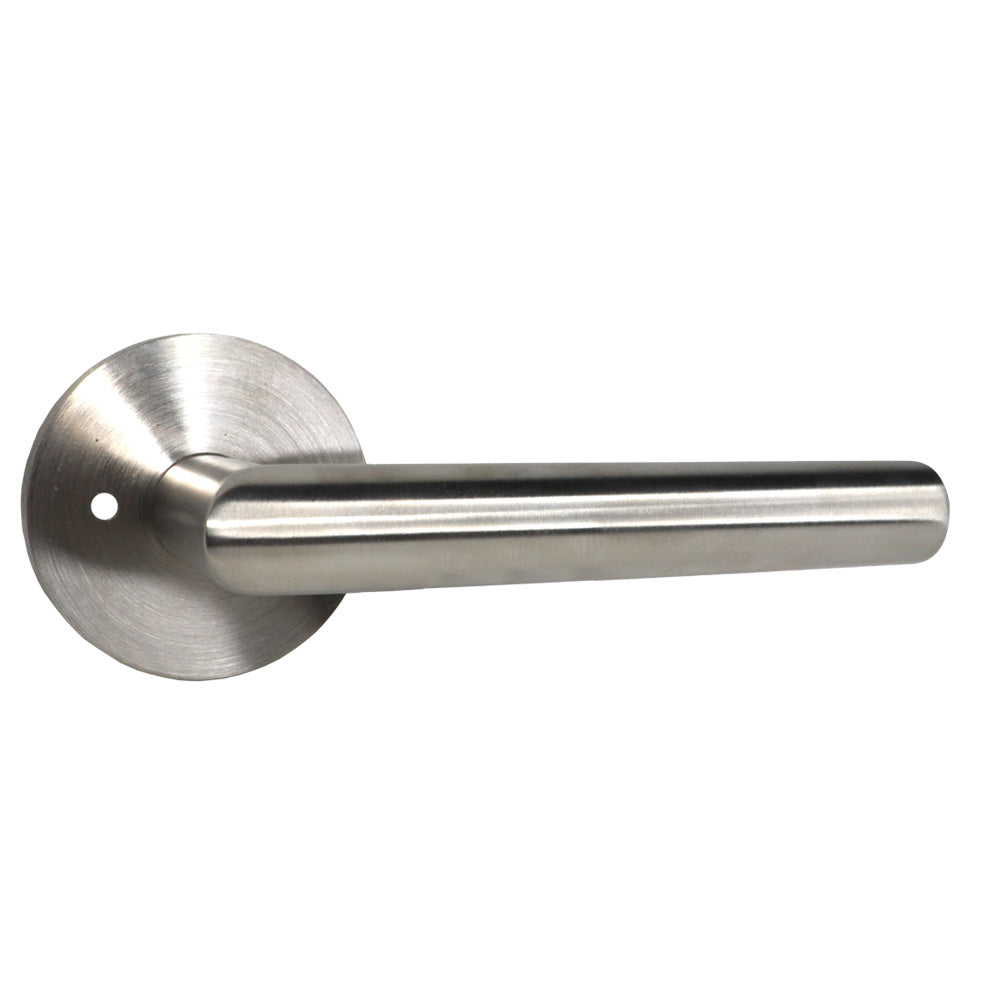 Emtek S20002STTSSRH Stuttgart Lever Right Hand 2-3/8" Backset Privacy with Disk Rose for 1-1/4" to 2" Door Brushed Stainless Steel Finish Sparrow Supply