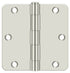 Deltana S35R414 3-1/2" x 3-1/2" x 1/4" Radius Hinge; Residential Thickness; Bright Nickel Finish