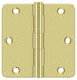 Deltana S35R43 3-1/2" x 3-1/2" x 1/4" Radius Hinge; Residential Thickness; Bright Brass Finish