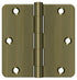 Deltana S35R45 3-1/2" x 3-1/2" x 1/4" Radius Hinge; Residential Thickness; Antique Brass Finish