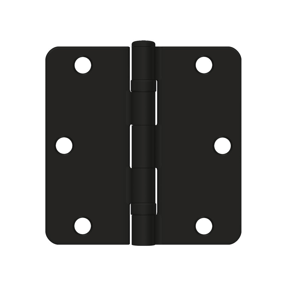 Deltana S35R4BB1B 3-1/2" x 3-1/2" x 1/4" Radius Hinge; Ball Bearing; Paint Black Finish
