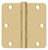 Deltana S35R4BB4 3-1/2" x 3-1/2" x 1/4" Radius Hinge; Ball Bearing; Satin Brass Finish