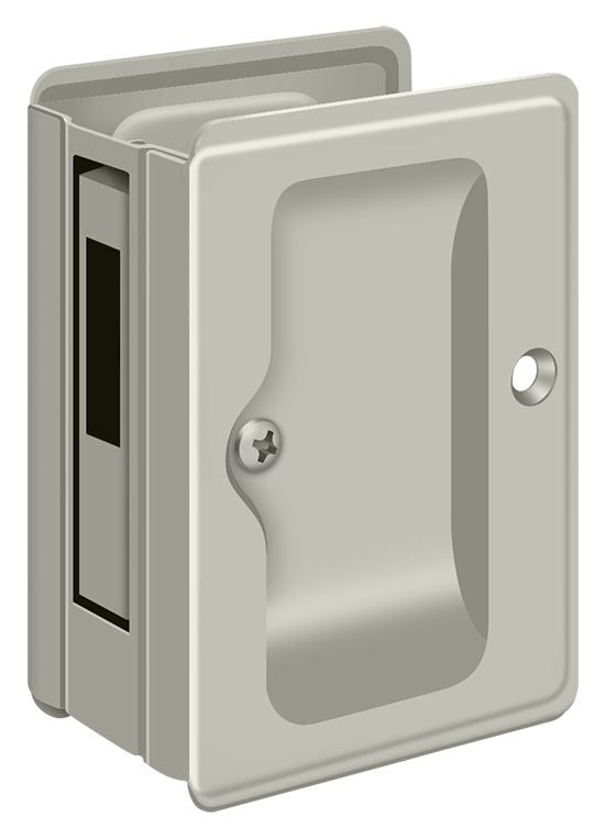 Deltana SDAR325U15 Heavy Duty Pocket Lock; Adjustable; 3-1/4" x 2 1/4" Sliding Door Receiver; Satin Nickel Finish Sparrow Supply