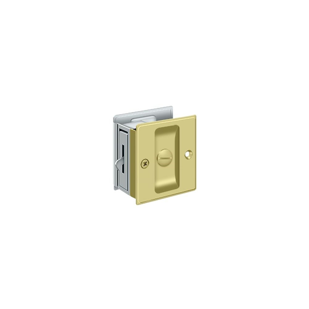 Deltana SDL25U3/26 Pocket Lock; 2-1/2" x 2-3/4" Privacy; Bright Brass By Bright Chrome Finish Sparrow Supply