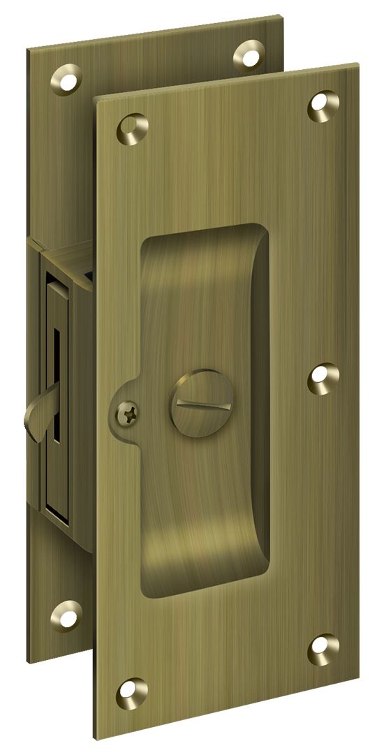 Deltana SDL60U5 Decorative Pocket Lock 6"; Privacy; Antique Brass Finish Sparrow Supply